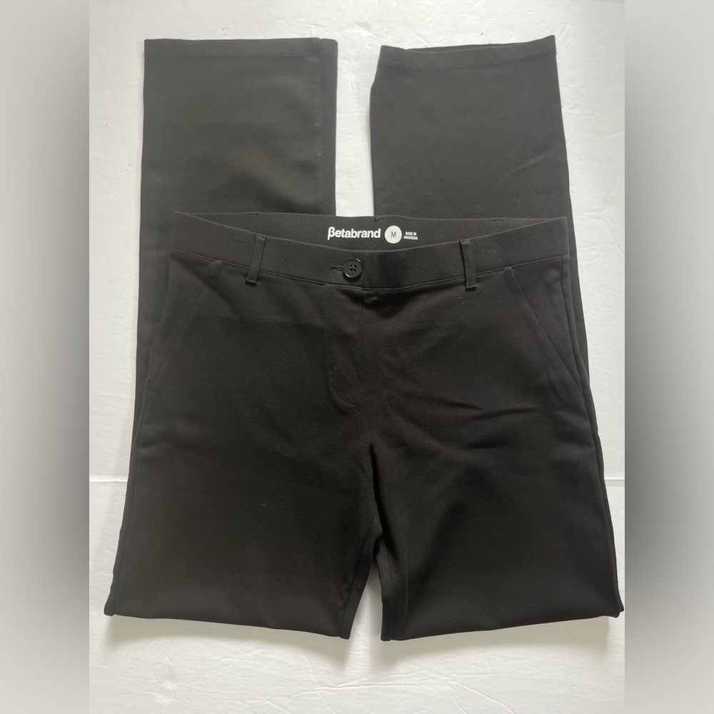 Betabrand Dress Pants Black Size Medium Pull On Faux Pockets